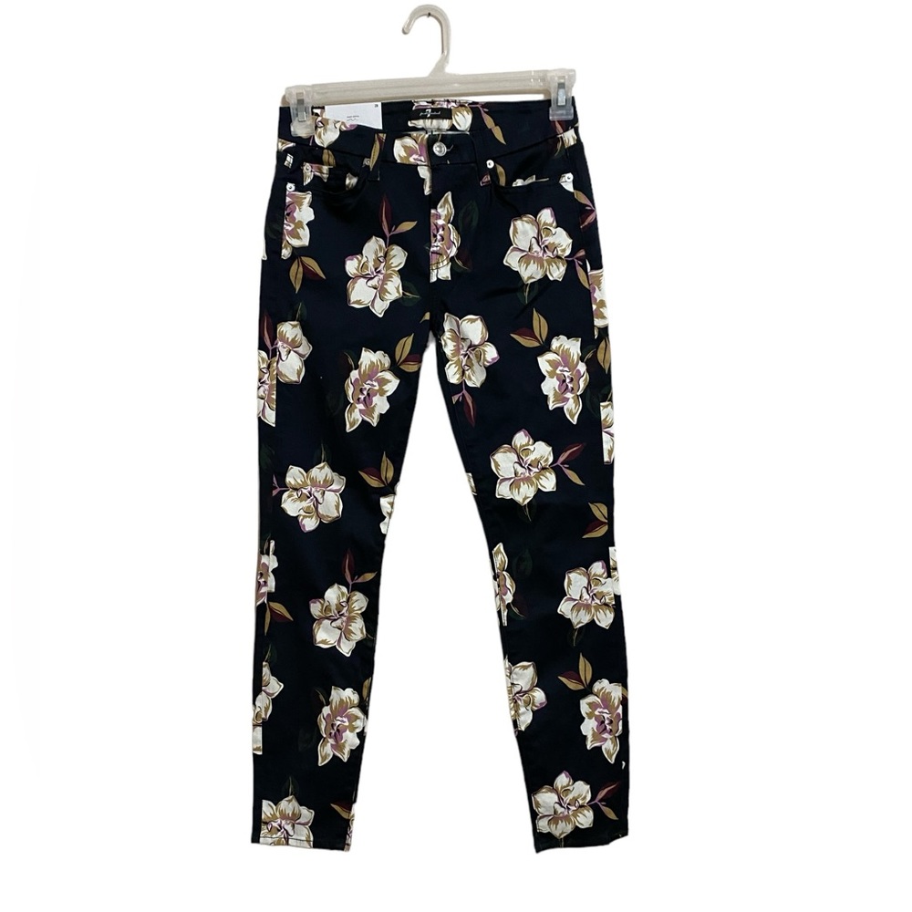 7 For all Mankind Floral Skinny Ankle Pants Size 28